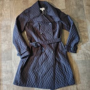 Merona Black Quilted Trench Coat Size Medium.